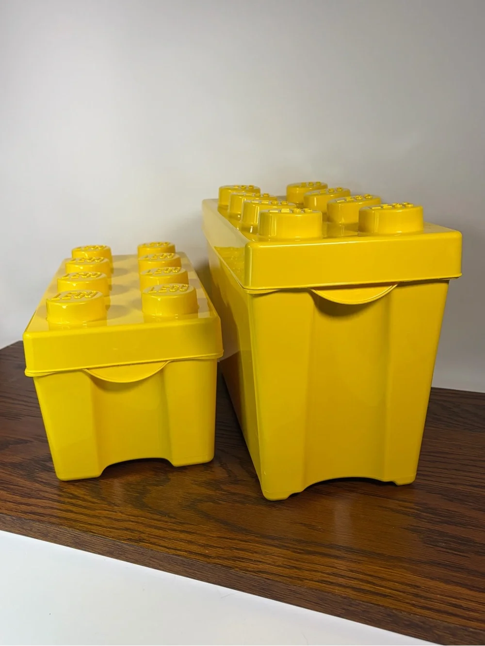 LEGO Storage Brick Case Set 8 Stud Large & Small Yellow Stackable Bin Containers